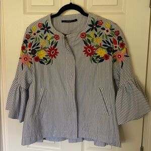 Beautifully embroidered Zara floral cropped jacket